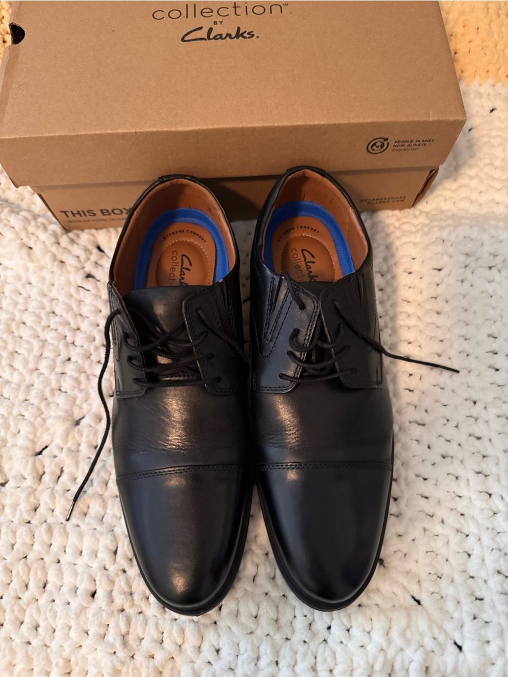 Clarks Collection Black Leather Dress Shoes - 11-Men-like new/briefly worn